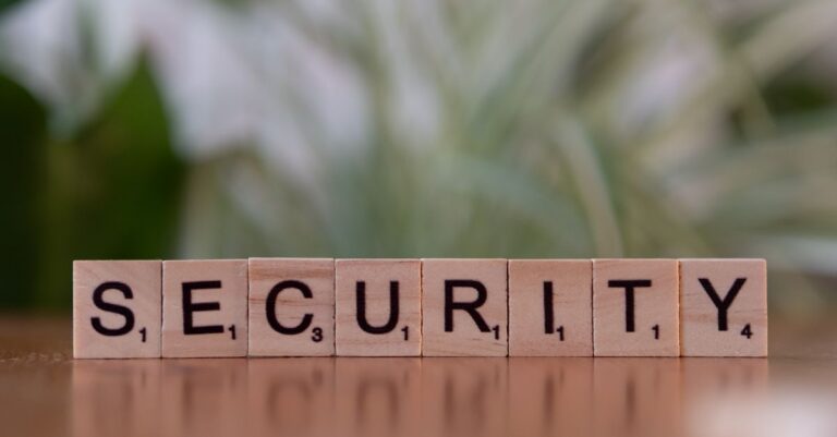Wooden letter tiles spelling the word security