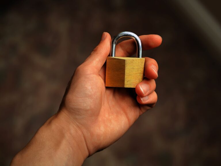 Hand holding a padlock representing online payment security