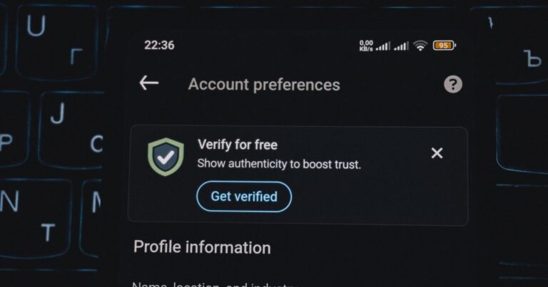 A phone screen showing an account verification prompt